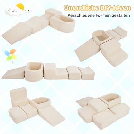 5-Piece Foam Climbing Blocks Set with Ball Pit, Beige