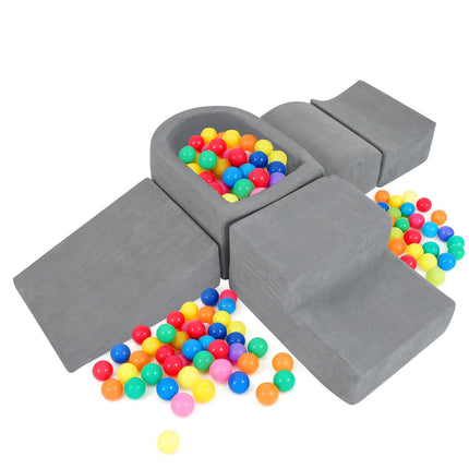 5-Piece Foam Climbing Blocks Set with Ball Pit, Gray