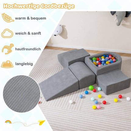5-Piece Foam Climbing Blocks Set with Ball Pit, Gray