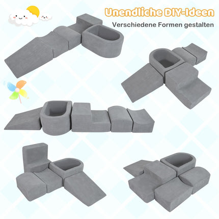 5-Piece Foam Climbing Blocks Set with Ball Pit, Gray