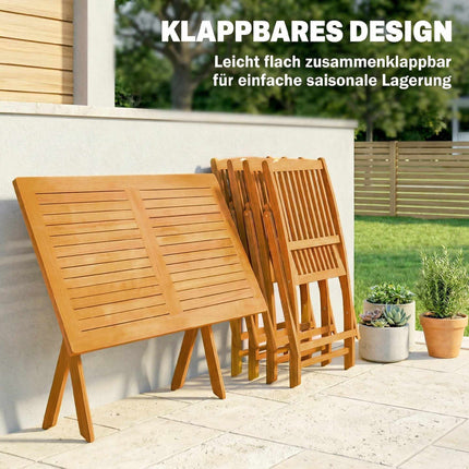 5-Piece Folding Patio Set, Acacia Wood, Table & 4 Chairs