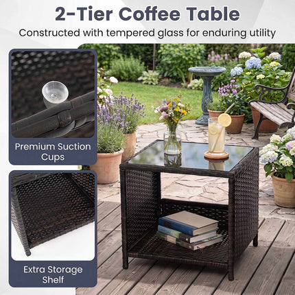 5-Piece Grey Polyrattan Garden Furniture Set with Cushions