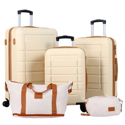 5-Piece Luggage Set, TSA Lock, Spinner Wheels, Beige