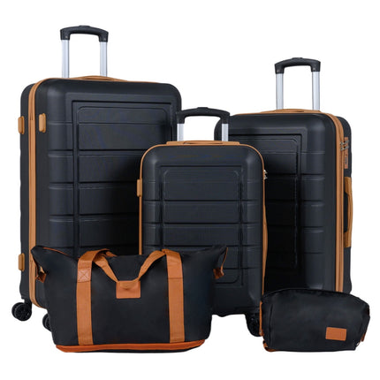 5-Piece Luggage Set, TSA Lock, Spinner Wheels, Black