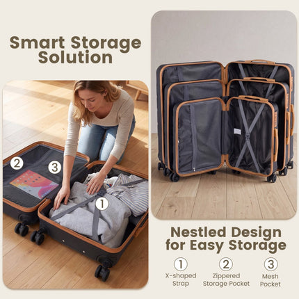 5-Piece Luggage Set, TSA Lock, Spinner Wheels, Black