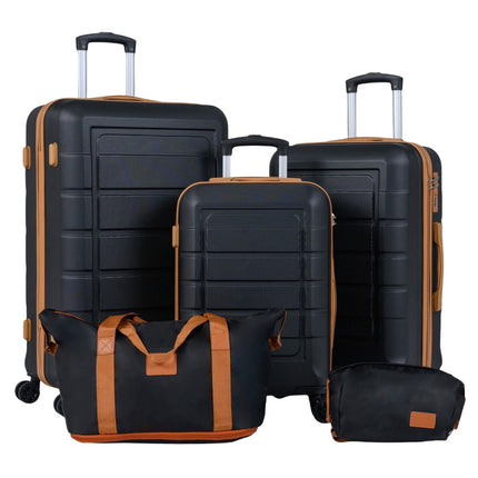 5-Piece Luggage Set, TSA Lock, Spinner Wheels, Black