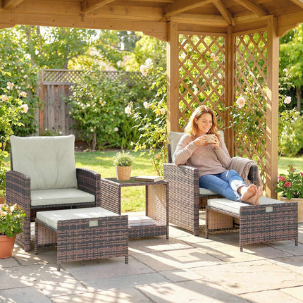 5-Piece Outdoor Balcony Furniture Set with Cushions