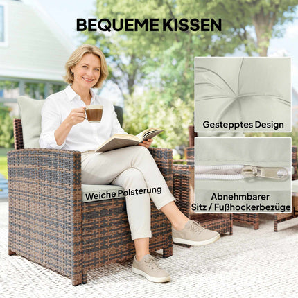 5-Piece Outdoor Balcony Furniture Set with Cushions