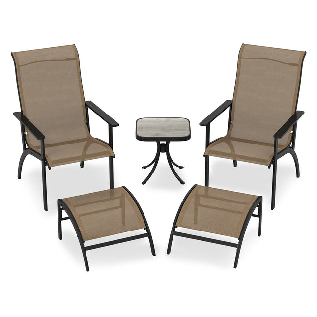 5-Piece Outdoor Balcony Set with Chairs, Ottomans & Table