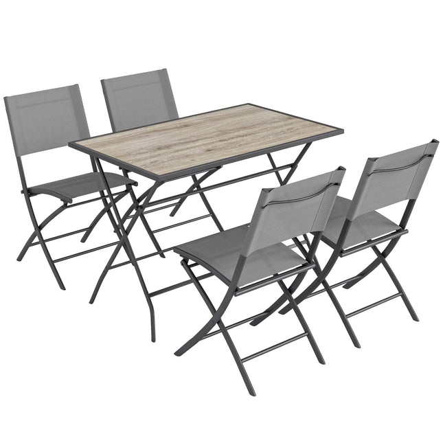 5-Piece Outdoor Dining Set – Folding Mesh Chairs, Table