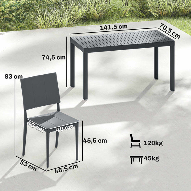 5-Piece Outdoor Furniture Set with Stackable Chairs, Dark Grey