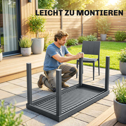 5-Piece Outdoor Furniture Set with Stackable Chairs, Dark Grey