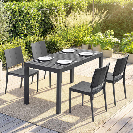 5-Piece Outdoor Furniture Set with Stackable Chairs, Dark Grey