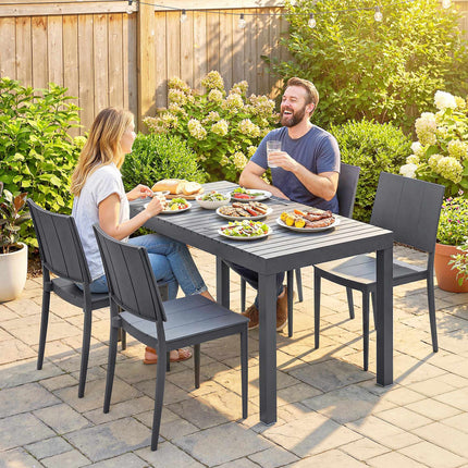 5-Piece Outdoor Furniture Set with Stackable Chairs, Dark Grey