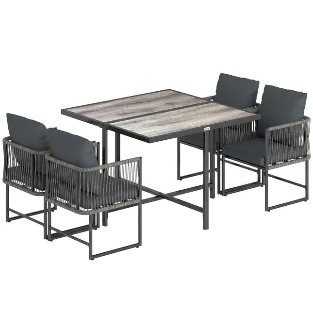 5-Piece Outdoor Patio Set with Cushions, Black and Gray