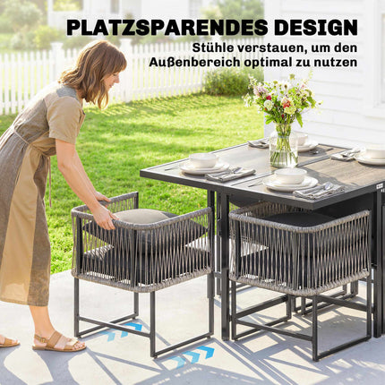 5-Piece Outdoor Patio Set with Cushions, Black and Gray