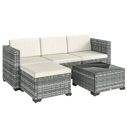 5-Piece Patio Furniture Set, Steel Frame, PE Rattan