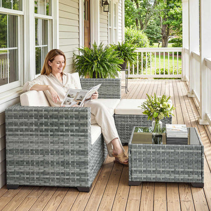5-Piece Patio Furniture Set, Steel Frame, PE Rattan