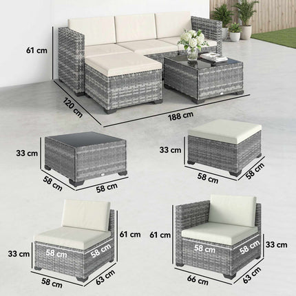 5-Piece Patio Furniture Set, Steel Frame, PE Rattan