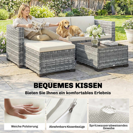 5-Piece Patio Furniture Set, Steel Frame, PE Rattan