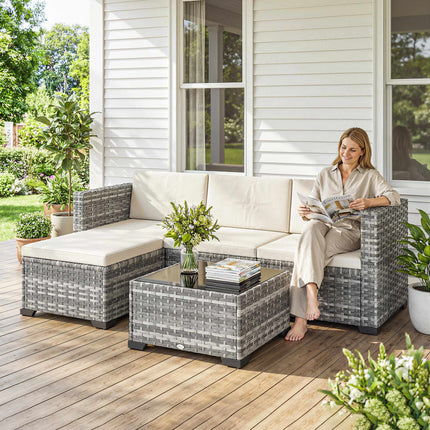 5-Piece Patio Furniture Set, Steel Frame, PE Rattan