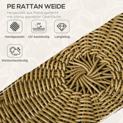 Garden furniture in rattan, cushioned, 5-piece beige