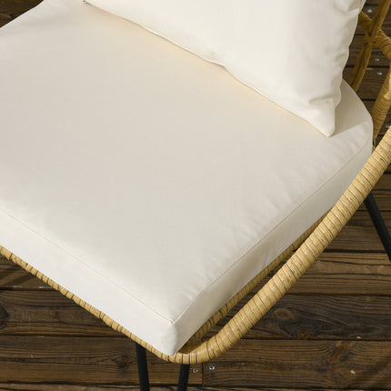Rattan garden furniture, 5 pieces - beige polyester