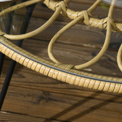 Rattan garden furniture, 5 pieces - beige polyester