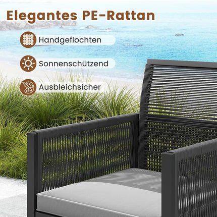 5-Piece Rattan Patio Set with Cushions & Table
