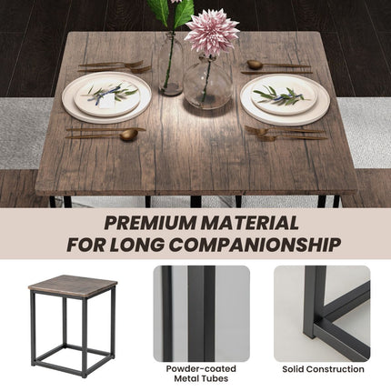 5-Piece Square Dining Table Set, 4 Stools, Gray
