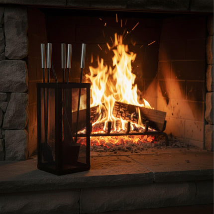 5-Piece Stainless Steel Fireplace Tool Set
