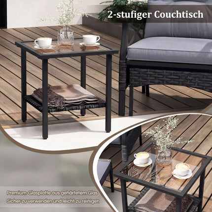 5-Piece Wicker Patio Set with Ottomans, Gray