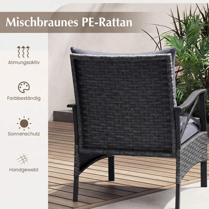 5-Piece Wicker Patio Set with Ottomans, Gray