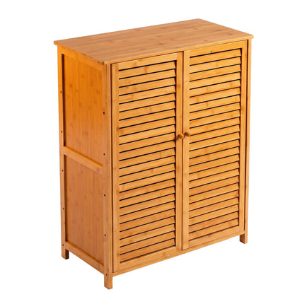 5-Shelf Bamboo Shoe Cabinet with Louvred Doors