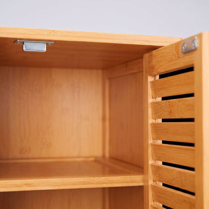 5-Shelf Bamboo Shoe Cabinet with Louvred Doors