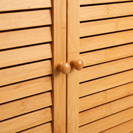 5-Shelf Bamboo Shoe Cabinet with Louvred Doors