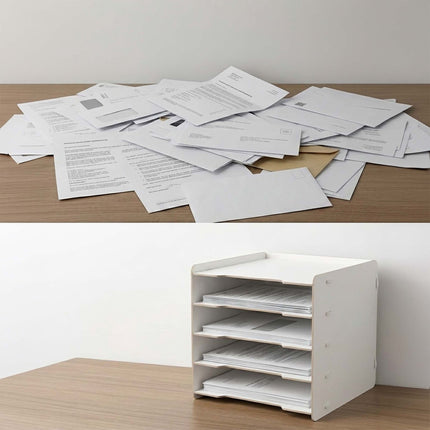 5-Slot MDF Letter Tray – Dark Brown Wood-Effect Organizer