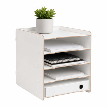 5-Slot MDF Letter Tray – White Wood-Effect Desk Organiser