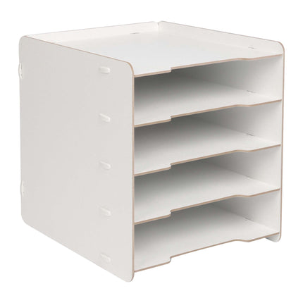 5-Slot MDF Letter Tray – White Wood-Effect Desk Organiser