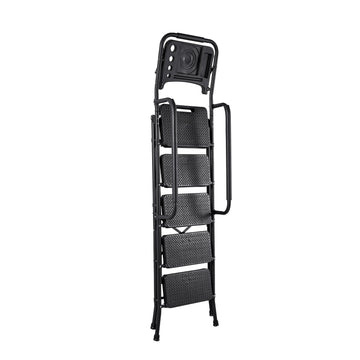 5-Step Folding Steel Ladder with Tool Tray, 600 lb