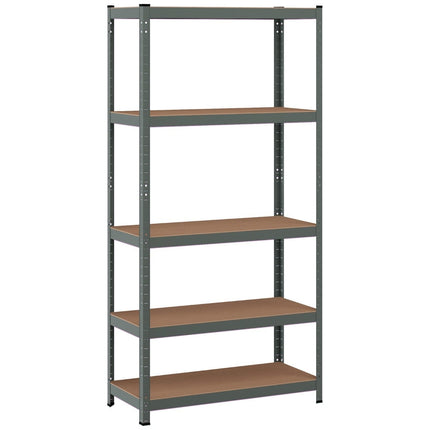 5-Tier Adjustable Metal Storage Shelf, 91x46x183 cm, Gray