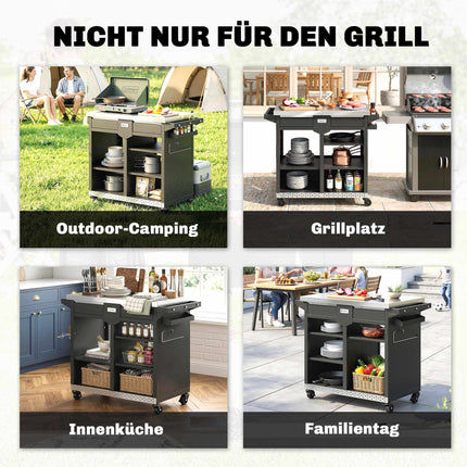 5-Tier BBQ Cart with Adjustable Shelves & Spice Rack