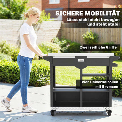 5-Tier BBQ Cart with Adjustable Shelves & Spice Rack