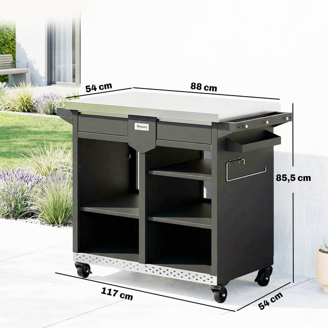 5-Tier BBQ Cart with Adjustable Shelves & Spice Rack