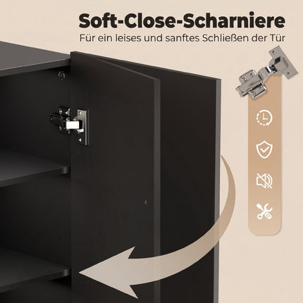 5-Tier Black Shoe Cabinet, Adjustable Shelves, Holds 20 Pairs