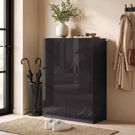 5-Tier Black Shoe Cabinet, Adjustable Shelves, Holds 20 Pairs