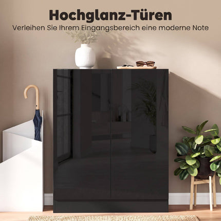 5-Tier Black Shoe Cabinet, Adjustable Shelves, Holds 20 Pairs