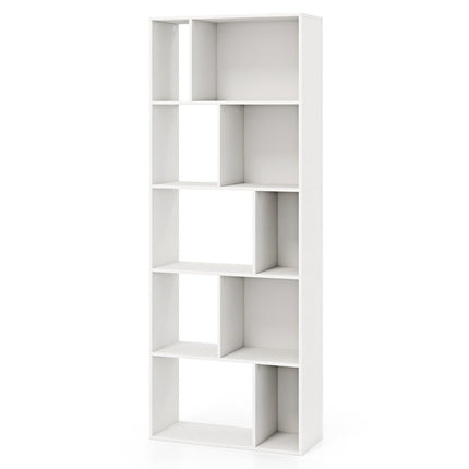 5 Tier Bookcase with 10 Compartments Freestanding Room Divider Wooden Shelf Open Shelf