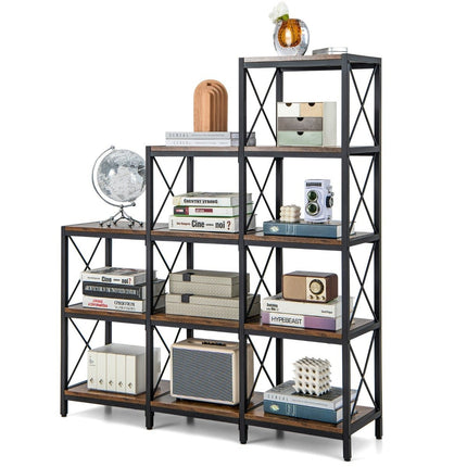 5-Tier Bookshelf, Carbon Steel Frame, Adjustable Feet