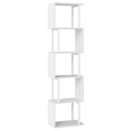 5-Tier Bookshelf with Metal Frame and Anti-Tip, White
